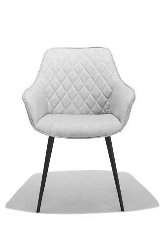 Elegant light grey fabric dining armchair