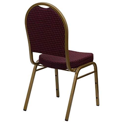 Multipurpose Stacking Chair Dome Back Design Powder Coated Steel Frame Finish - Burgundy Patterned Fabric Seat/Gold Frame/2221