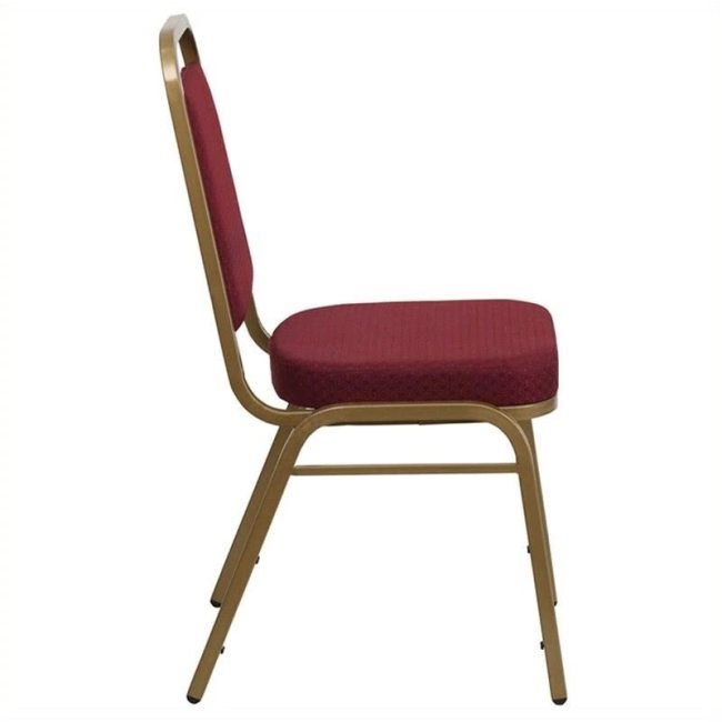 Fabric/Metal Trapezoid Back Banquet Stacking Chair in Burgundy Red