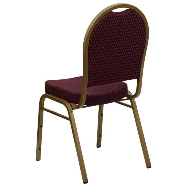 Fabric Upholstered Dome Back Banquet Stacking Chair in Burgundy Red