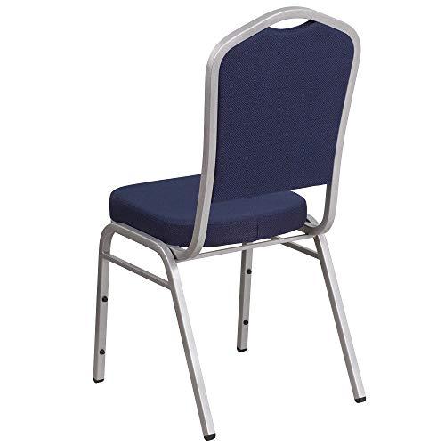 Navy Blue and Silver Hercules Crown Back Stacking Banquet Chair