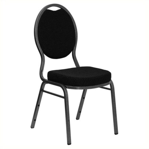 Fabric/Metal Teardrop Back Stacking Chair in Black