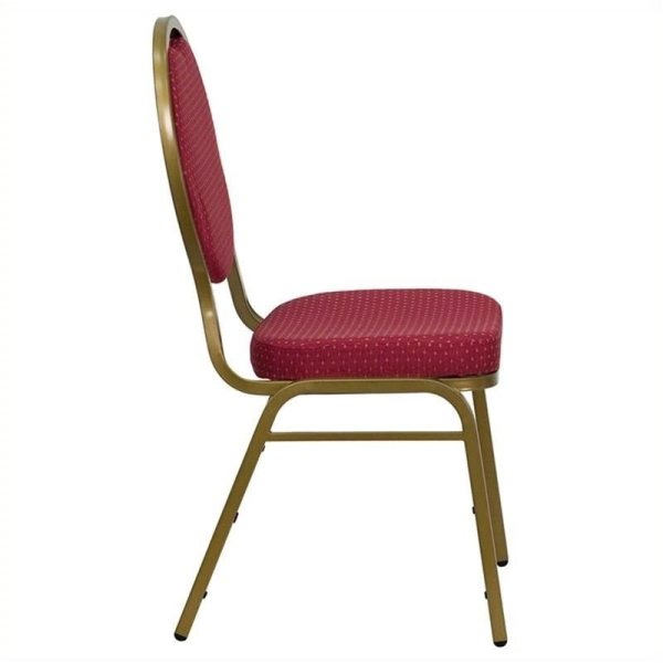 Fabric/Metal Teardrop Back Stacking Chair Burgundy Red