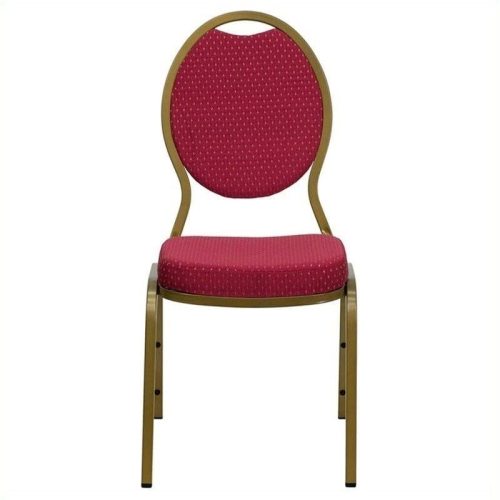 Fabric/Metal Teardrop Back Stacking Chair Burgundy Red