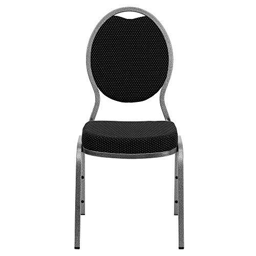 Black Pattern Fabric and Silver Teardrop Back Stacking Banquet Chair Hercules Series