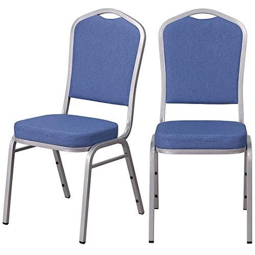 Multipurpose Stacking Chair, Powder Coated Steel Frame Finish - Light Blue Fabric/Silver Frame/2220