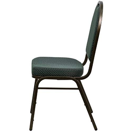 Commercial Grade Multipurpose Stacking Chair Dome Back Design, Powder Coated Steel Frame Finish - Green Patterned Fabric Seat/Gold Vein Frame/2221