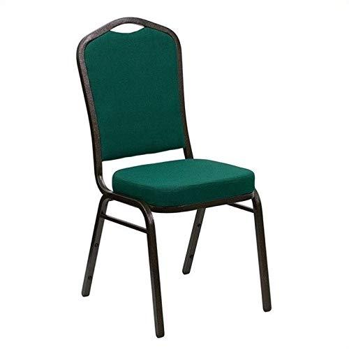 Transitional Fabric/Metal Crown Back Banquet Stacking Chair in Green