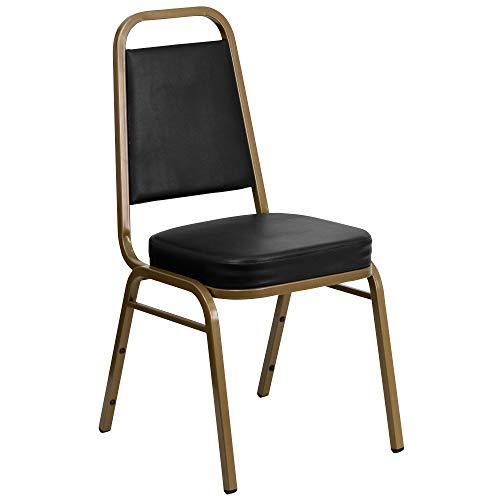 Black Vinyl Elegant Hercules Series Trapezoidal Back Comfortable Stacking Banquet Chair
