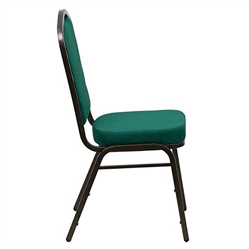 Transitional Fabric/Metal Crown Back Banquet Stacking Chair in Green