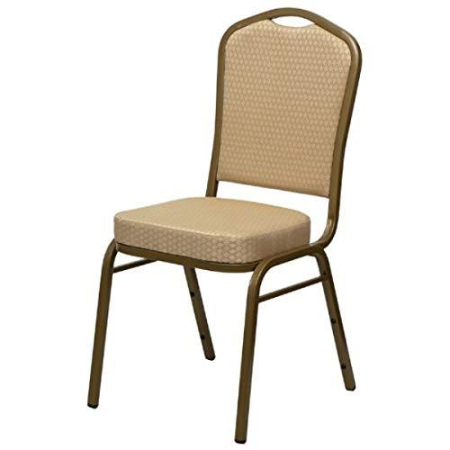 Multipurpose Stacking Chair, Powder Coated Steel Frame Finish - Beige Patterned Fabric/Gold Frame/2220