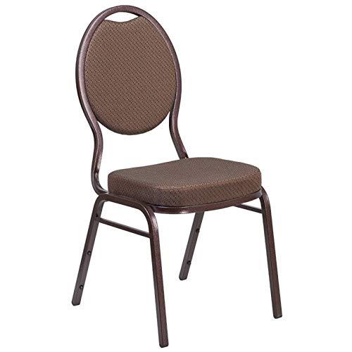 Fabric Banquet Stacking Chair in Brown Patterned Fabric