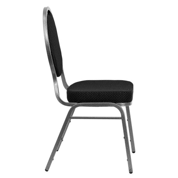 Fabric/Metal Teardrop Back Stacking Chair in Black