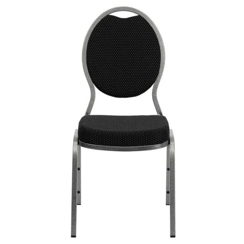 Fabric/Metal Teardrop Back Stacking Chair in Black
