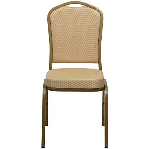 Multipurpose Stacking Chair, Powder Coated Steel Frame Finish - Beige Patterned Fabric/Gold Frame/2220