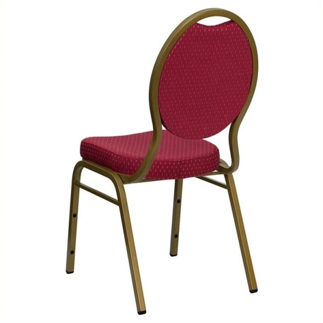 Fabric/Metal Teardrop Back Stacking Chair Burgundy Red