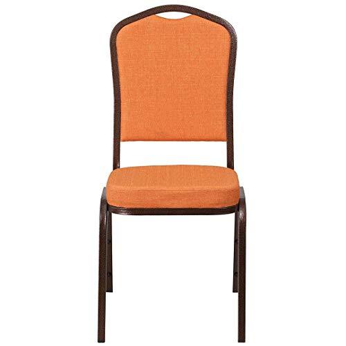 Contemporary Multipurpose Stacking Chair Powder Coated Steel Frame Finish - Orange Fabric/Copper Vein Frame/2220