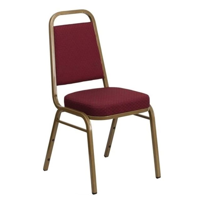 Fabric/Metal Trapezoid Back Banquet Stacking Chair in Burgundy Red