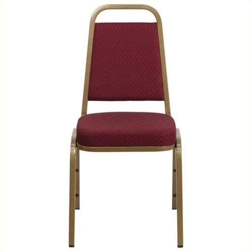 Fabric/Metal Trapezoid Back Banquet Stacking Chair in Burgundy Red