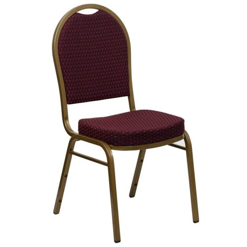 Fabric Upholstered Dome Back Banquet Stacking Chair in Burgundy Red