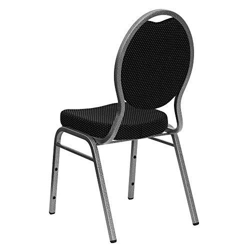 Black Pattern Fabric and Silver Teardrop Back Stacking Banquet Chair Hercules Series