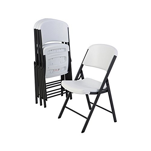 Commercial Grade Folding Chair, 4 Pack,High-Density Polyethylene, White Granite