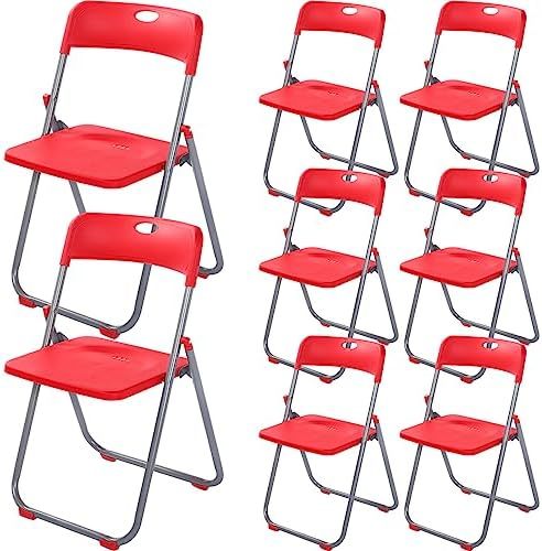 8 Pack Folding Plastic Chairs Pack Steel Folding Dining Chairs Folding Chairs Bulk Fold Up Event Chairs Portable Plastic Chairs with Steel Frame 440lb for Events Office Wedding Indoor Outdoor (Orange)