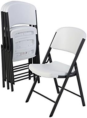 Commercial Grade Folding Chair, 4 Pack,High-Density Polyethylene, White Granite