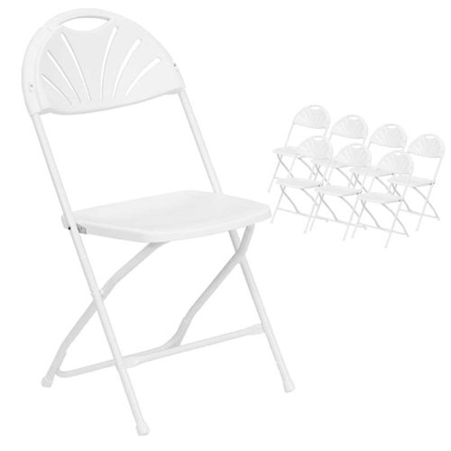 Heavy Duty Stackable Folding Chairs White for Events, Banquets, Parties, and Weddings | 8 Pack