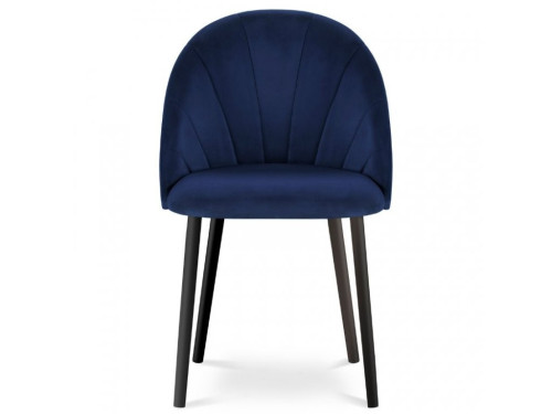 Dining Cafe Chair Navy Blue Velvet with Metal Legs