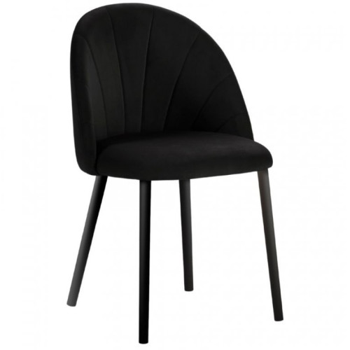 Dining Cafe Chair Black Velvet with Metal Legs