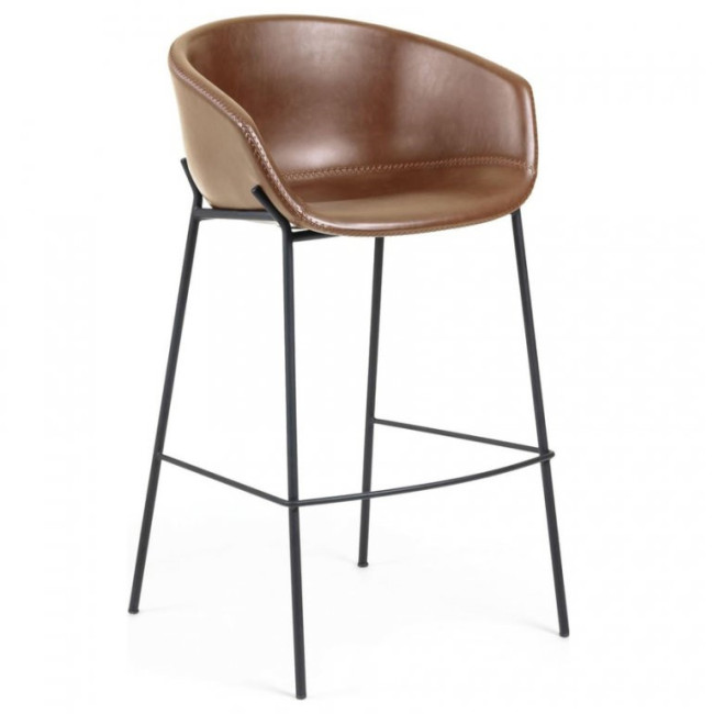 Brown faux leather counter height bar stool