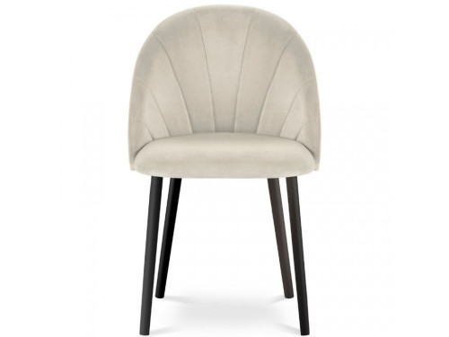 Dining Cafe Chair in Light Grey Velvet with Metal Legs
