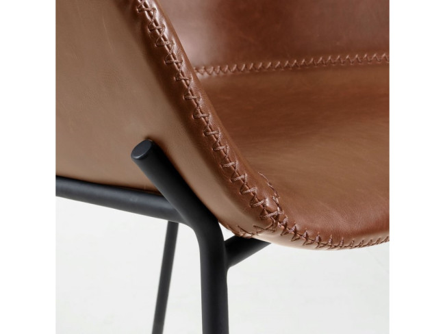Brown faux leather counter height bar stool