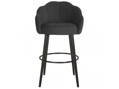 Dark Grey Velvet Bar Stool with Back