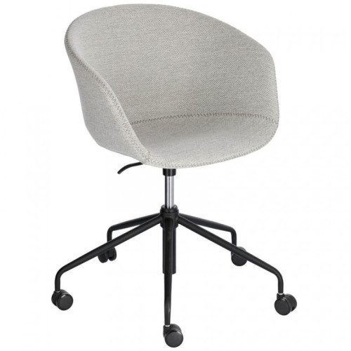 Light Grey Fabric Desk Chair with Armrest and Metal Base