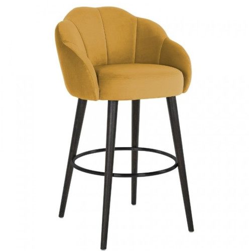 Stylish and comfortable Yellow Velvet Bar Stool with Back 