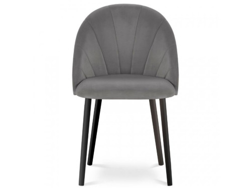 Dining Cafe Chair Dark Grey Velvet with Metal Legs