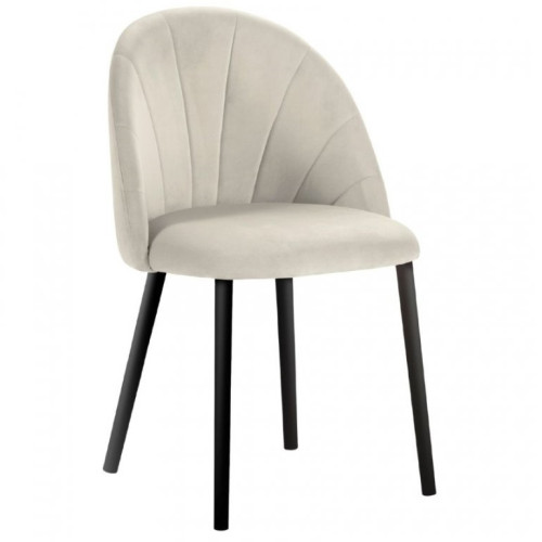 Dining Cafe Chair in Light Grey Velvet with Metal Legs