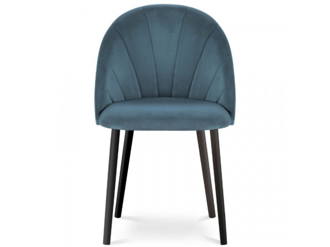 Dining Cafe Chair Dark Blue Velvet with Metal Legs