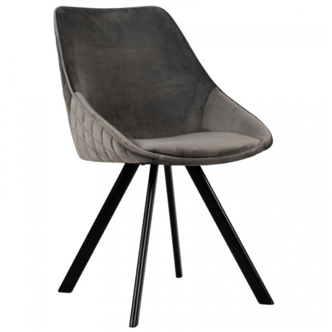 Luxurious and comfortable grey velvet dining chair