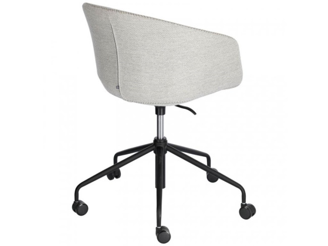 Light Grey Fabric Desk Chair with Armrest and Metal Base
