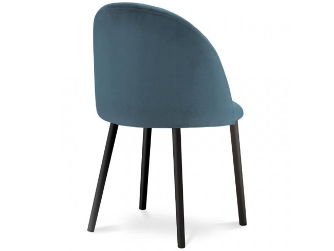 Dining Cafe Chair Dark Blue Velvet with Metal Legs