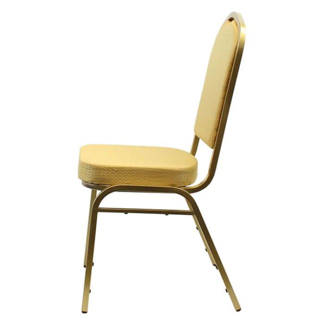 Diamond Steel Banqueting Chair - Gold Frame Gold Fabric
