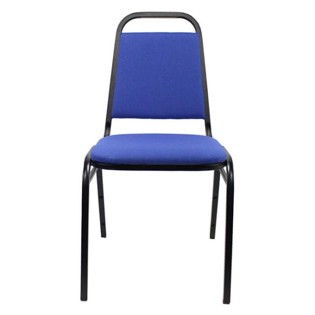 Economy Steel Banqueting Chair - Black Vein Blue Fabric
