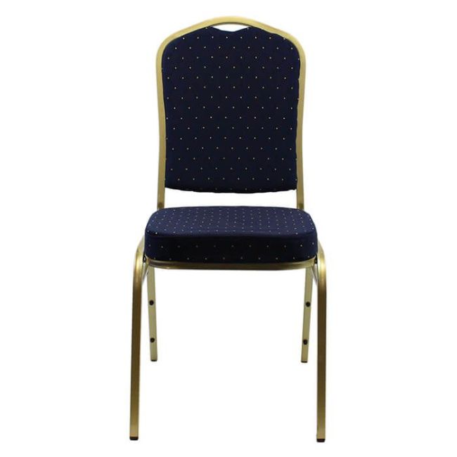 Diamond Steel Banqueting Chair - Gold Frame Blue Fabric
