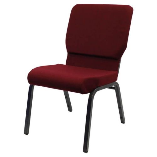 Church Stacking Chair - Silver Vein Frame Burgundy Fabric