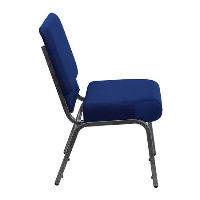 Church Stacking Chair - Silver Vein Frame Blue Fabric