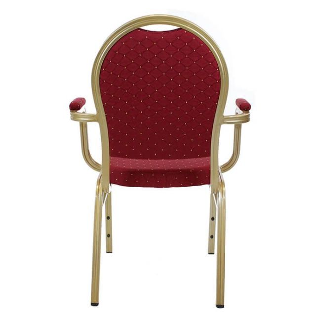 Round Back Aluminium Banqueting Chair Red Fabric with Arm Rests