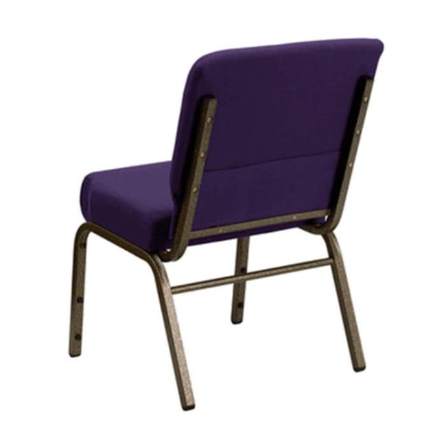 Church Stacking Chair - Gold Vein Frame Purple Fabric